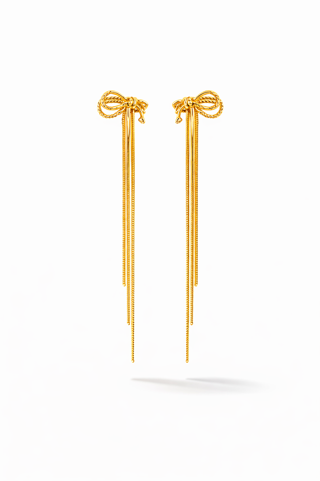 Aurelia Snake Chain Bow Drops - 18K Gold Plated Convertible Fluid Tassel Earrings