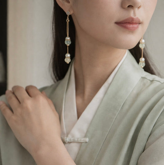 Tianshan Jade Drop Earrings - Lunelle Atelier