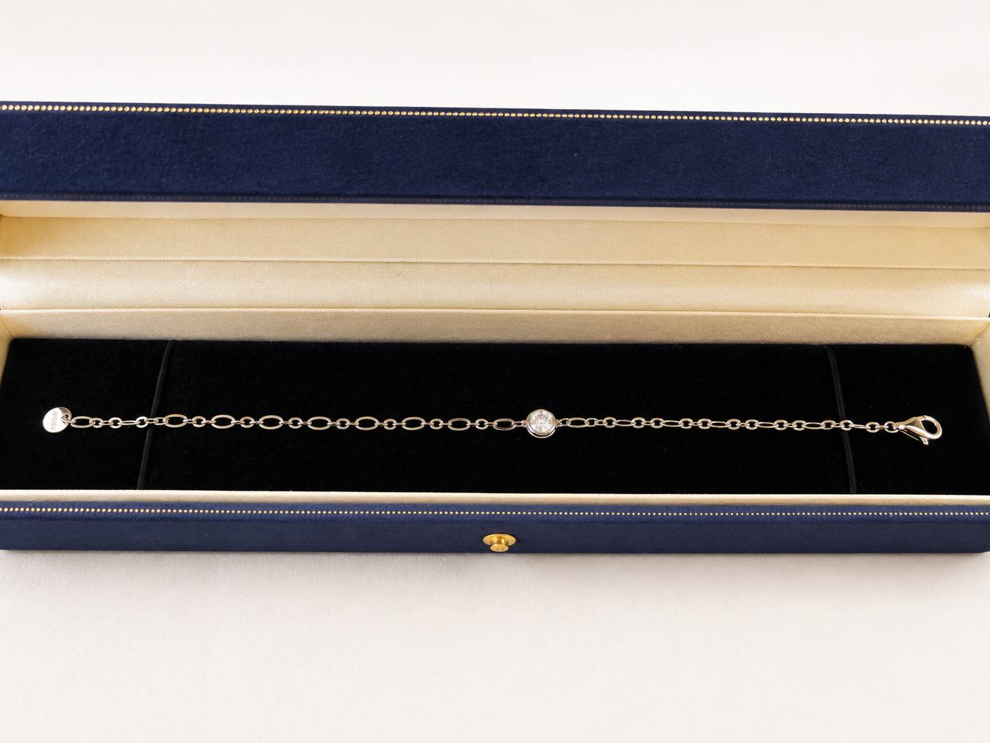 Adjustable Bezel Moissanite Chain Bracelet
