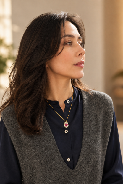 Heart of Light Pendant｜Ruby Pink Lab-Grown Gemstone - Lunelle Atelier