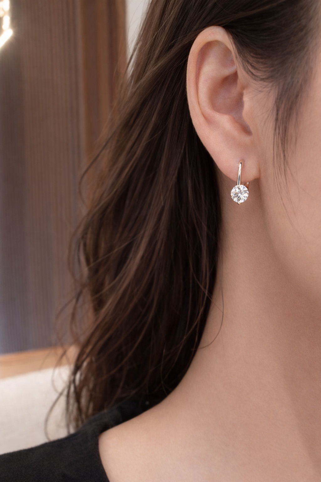 Moissanite Drop Ear Huggies 1 Carat | Rhodium-Plated Sterling Silver