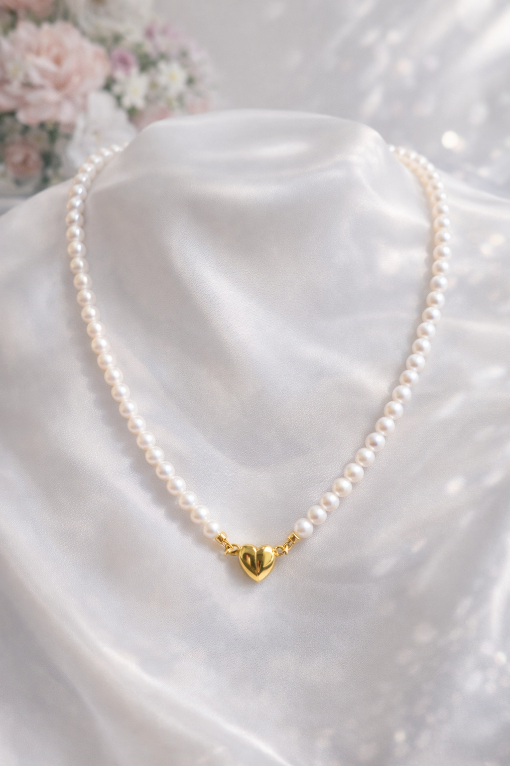 Aurora Pearl Necklace | Heart Magnetic Clasp - Lunelle Atelier
