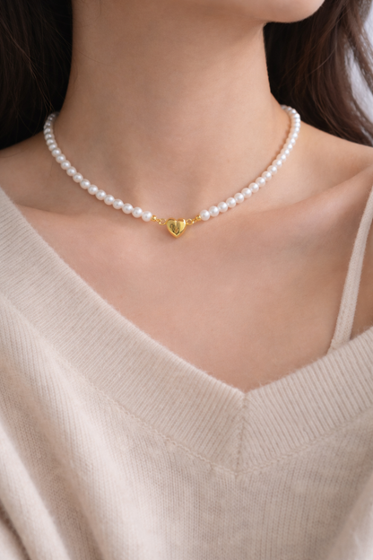 Aurora Pearl Necklace | Heart Magnetic Clasp - Lunelle Atelier