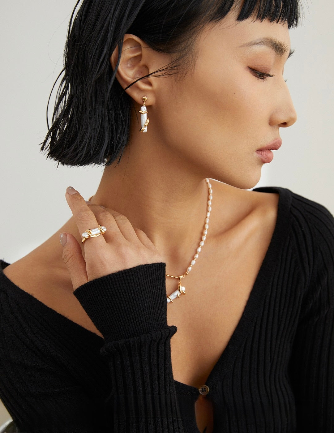 Fluid Wrap Adjustable Freshwater Pearl Ring