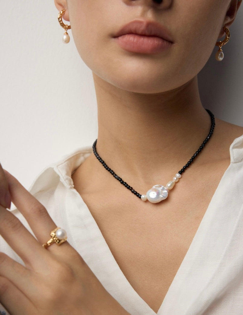 Organic Texture Freshwater Pearl Huggie Earrings
