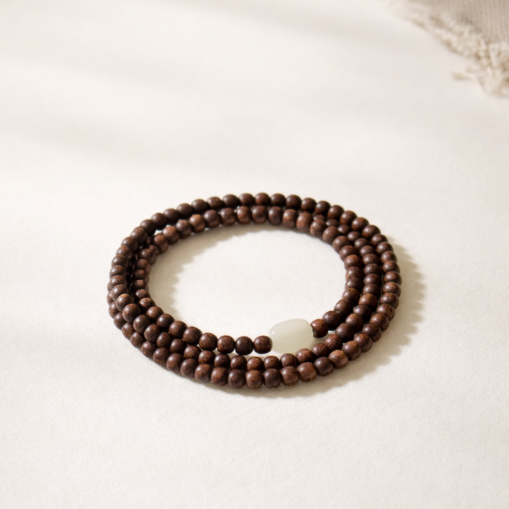 Sandalwood Jade Wrap Bracelet |Zitan x Hetian Jade - Lunelle Atelier