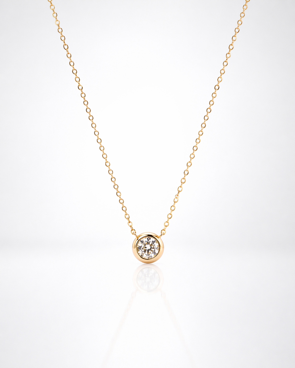 Single Bubble Moissanite Necklace | Champagne Gold Finish - Lunelle Atelier