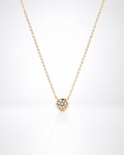Single Bubble Moissanite Necklace | Champagne Gold Finish - Lunelle Atelier
