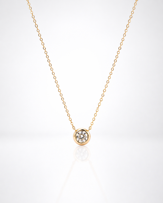Single Bubble Moissanite Necklace | Champagne Gold Finish - Lunelle Atelier