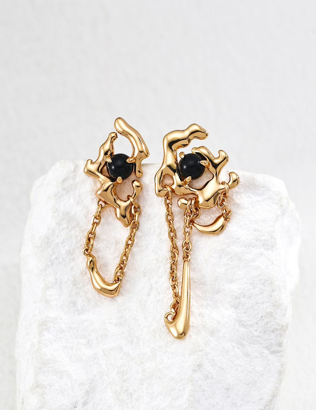Molten Black Onyx Drop Earrings