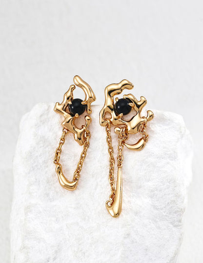 Molten Black Onyx Drop Earrings
