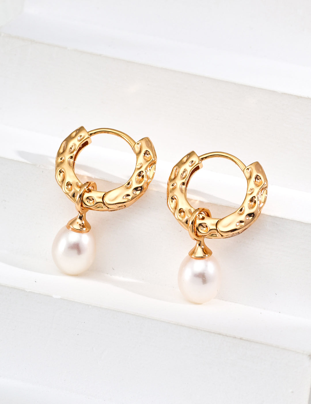 Organic Texture Freshwater Pearl Huggie Earrings