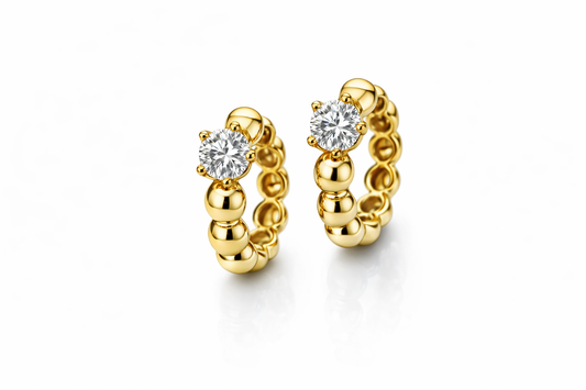 Beaded Bubble Hoop Earrings｜18K Gold Plated - Lunelle Atelier