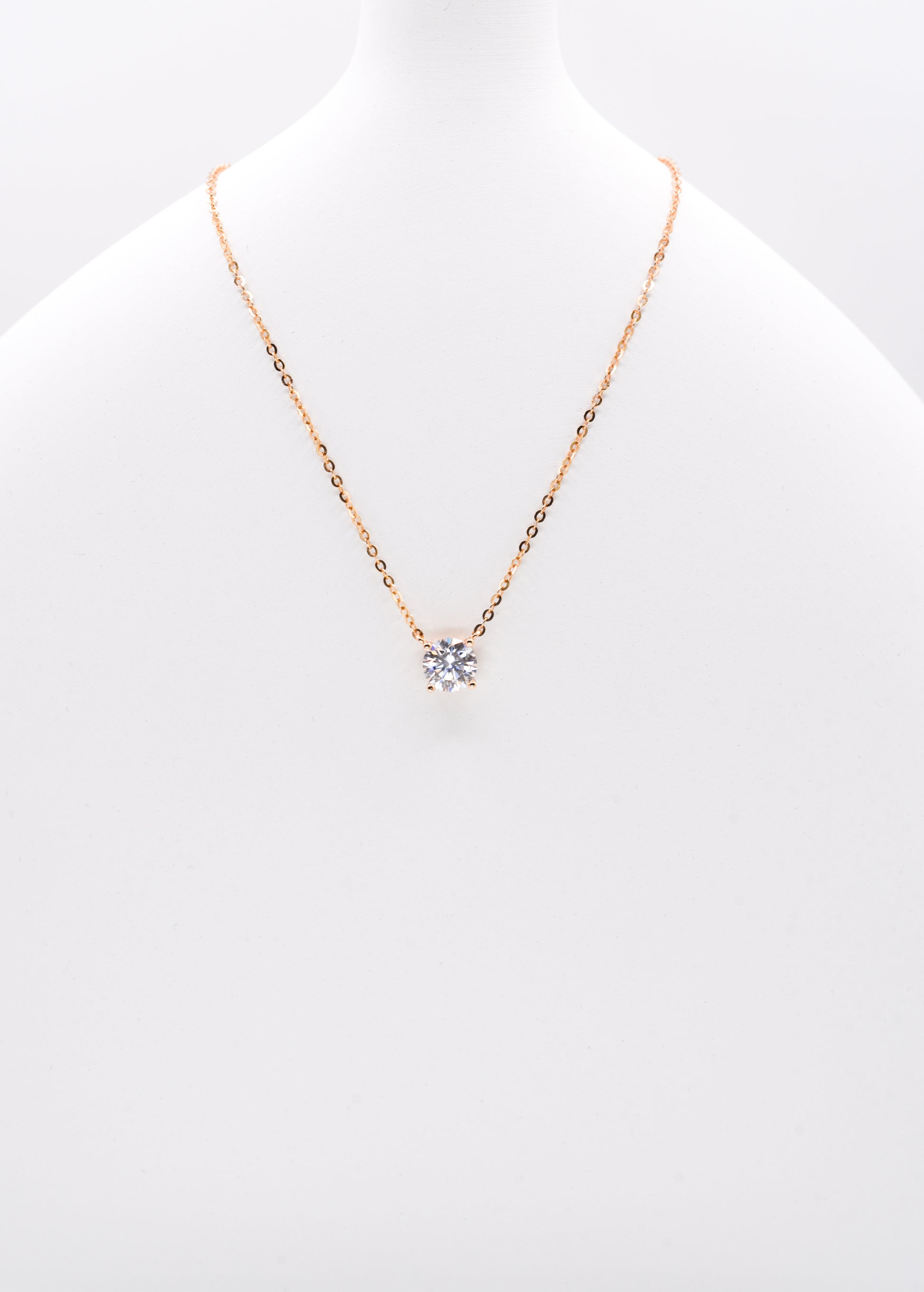 Classic Four Claw Moissanite Necklace, Champagne Gold - Lunelle Atelier