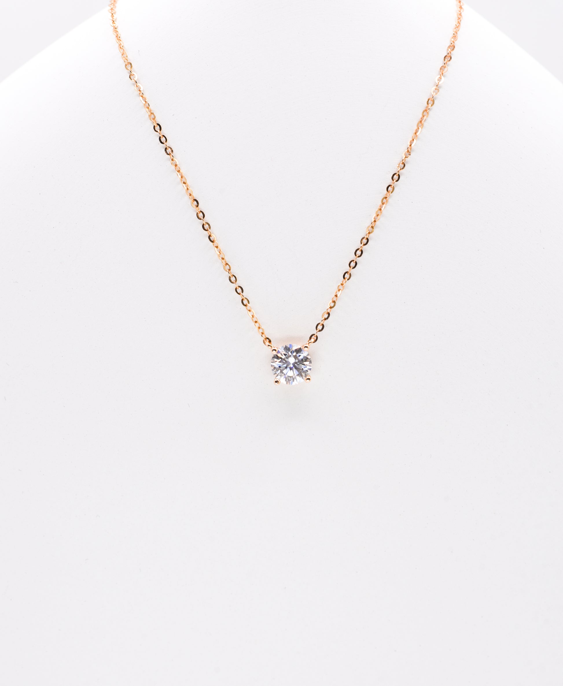 Classic Four Claw Moissanite Necklace, Champagne Gold - Lunelle Atelier