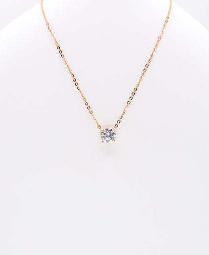Classic Four Claw Moissanite Necklace, Champagne Gold - Lunelle Atelier