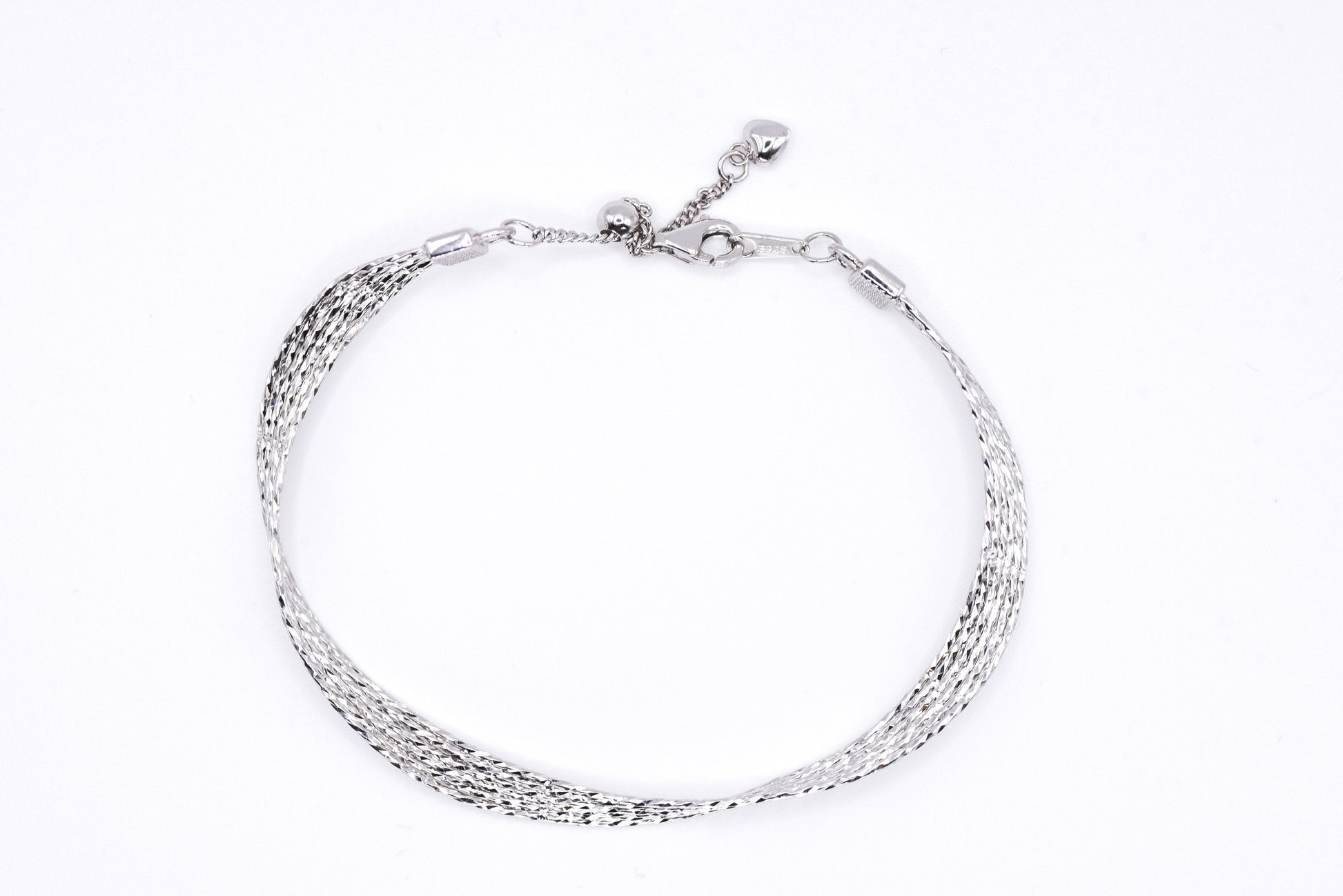 Silver bracelet on a white background