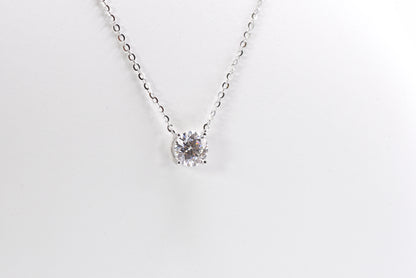 Classic Four Claw Moissanite Necklace, White Gold - Lunelle Atelier