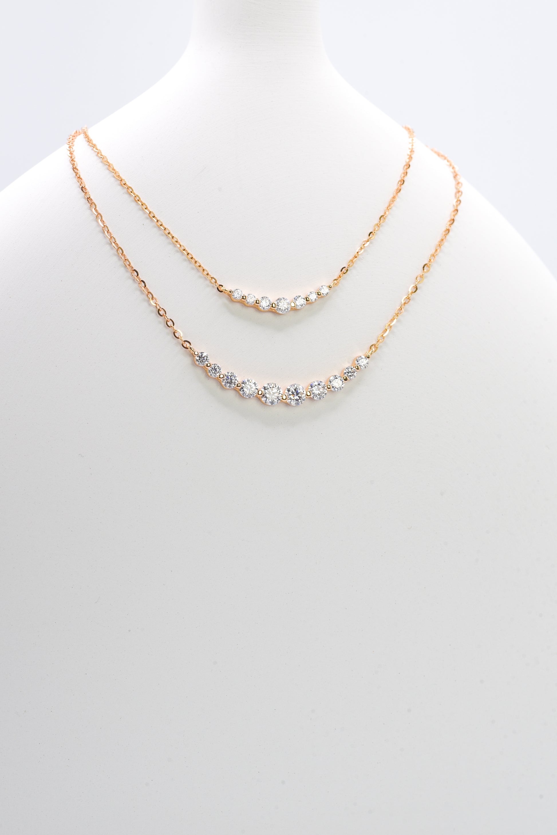 Petite Moissanite Smile Necklace, Champagne Gold - Lunelle Atelier
