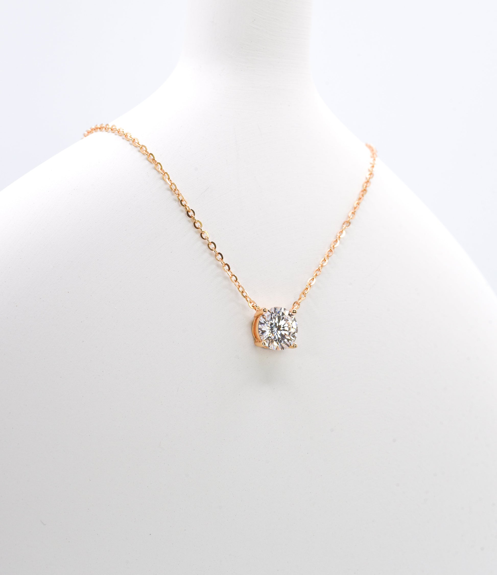 Classic Four Claw Moissanite Necklace, Champagne Gold - Lunelle Atelier
