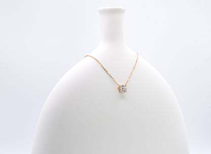 Classic Four Claw Moissanite Necklace, Champagne Gold - Lunelle Atelier