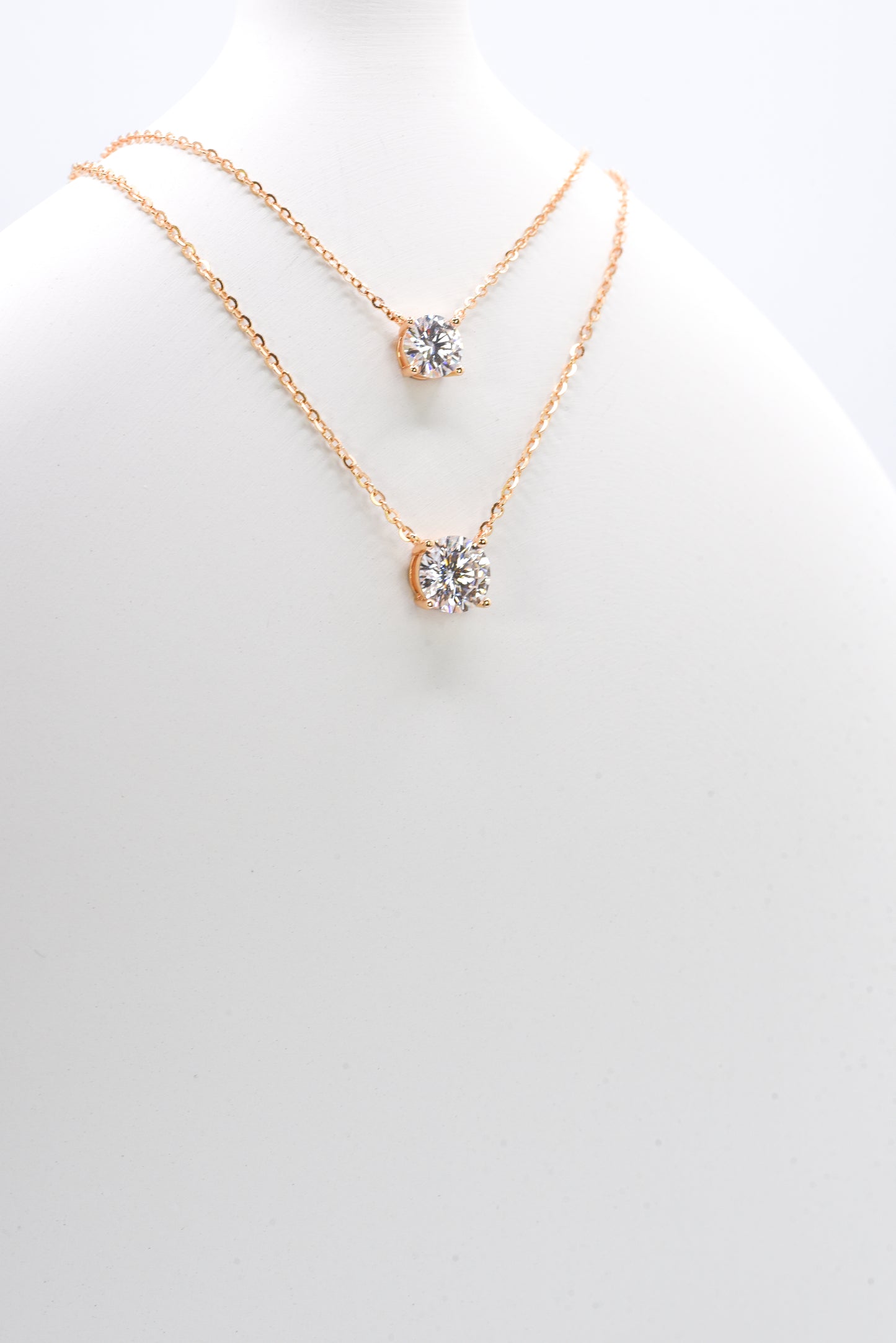 Classic Four Claw Moissanite Necklace, Champagne Gold - Lunelle Atelier