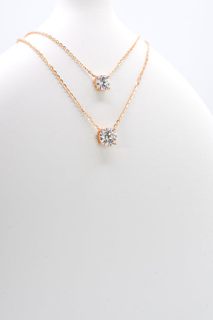 Classic Four Claw Moissanite Necklace, Champagne Gold - Lunelle Atelier