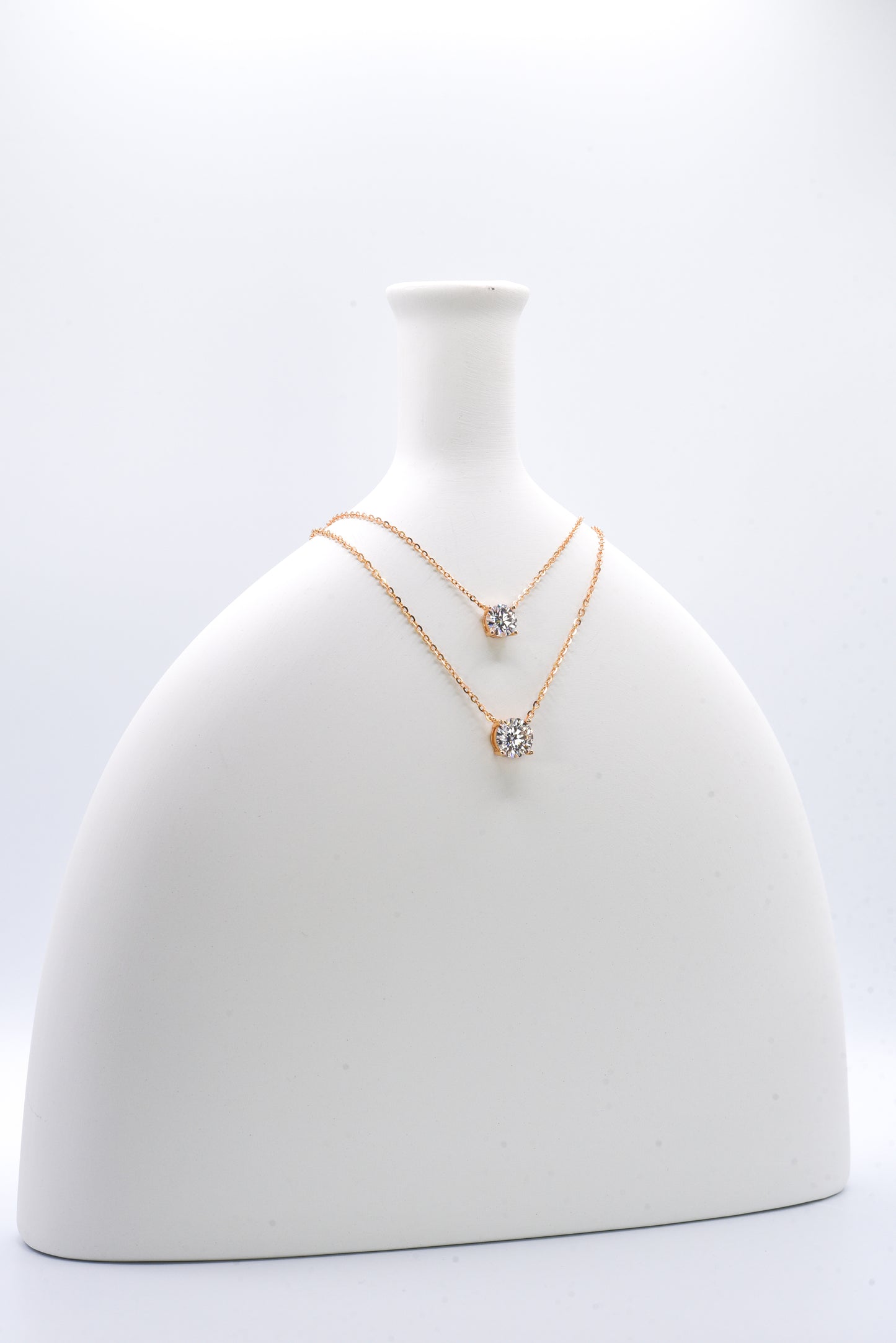 Classic Four Claw Moissanite Necklace, Champagne Gold - Lunelle Atelier