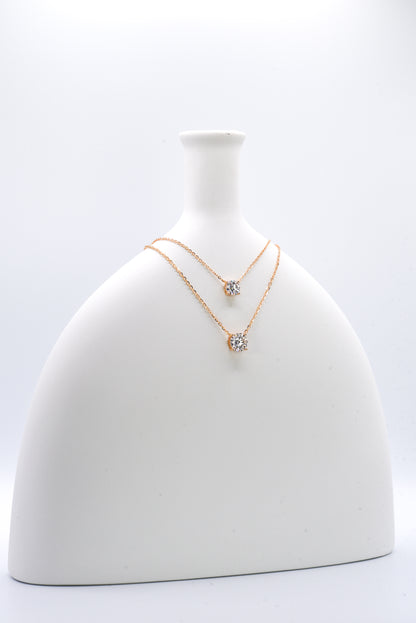 Classic Four Claw Moissanite Necklace, Champagne Gold - Lunelle Atelier