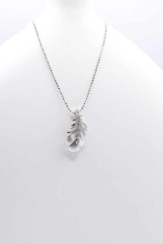 Wandering Feather Necklace, White Gold - Lunelle Atelier