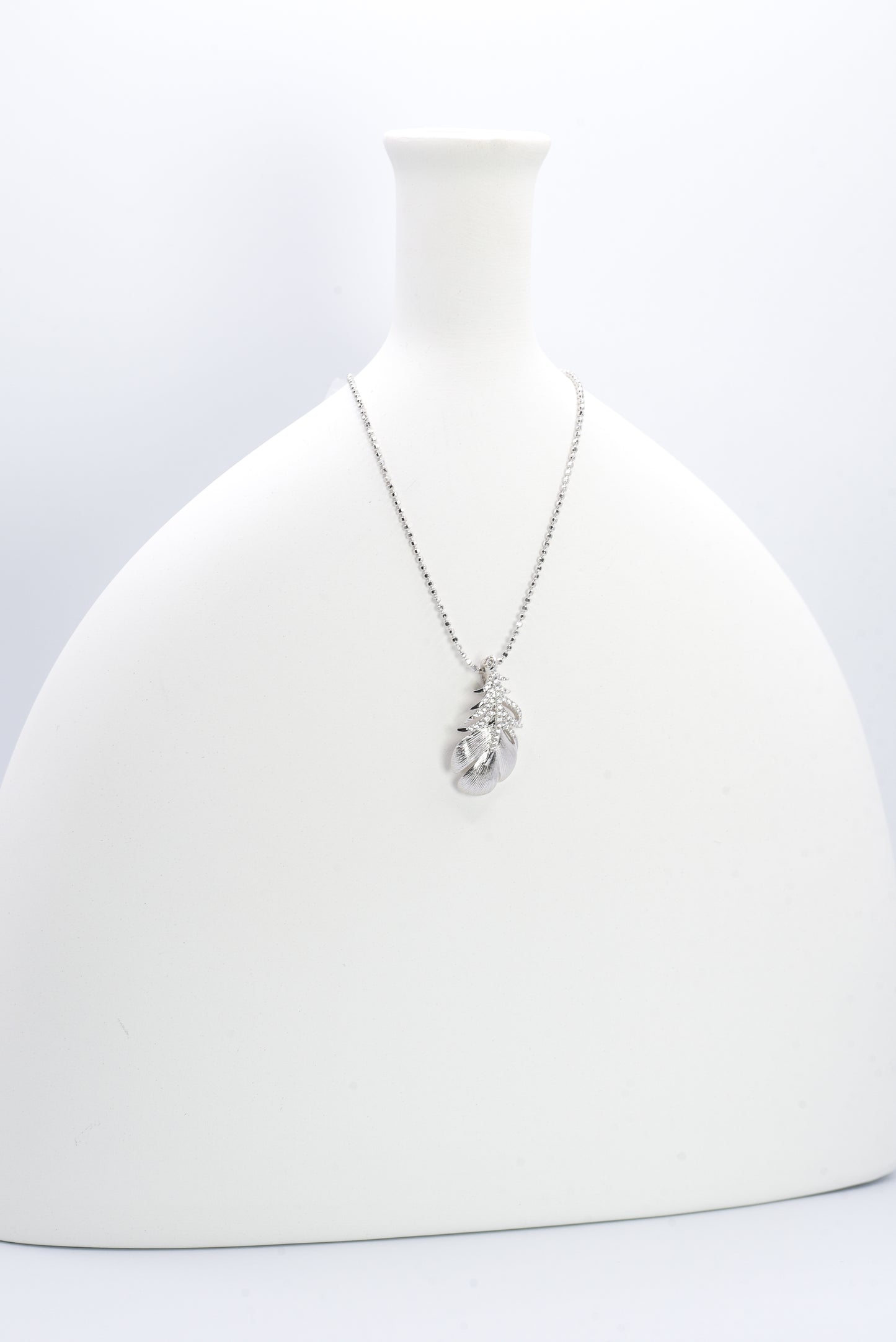 Wandering Feather Necklace, White Gold - Lunelle Atelier