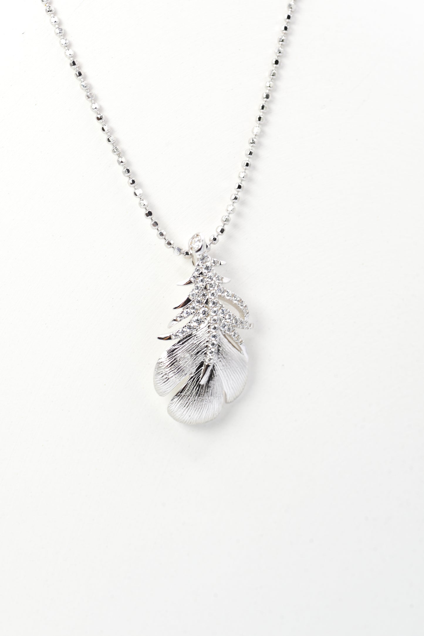 Wandering Feather Necklace, White Gold - Lunelle Atelier