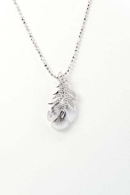 Wandering Feather Necklace, White Gold - Lunelle Atelier