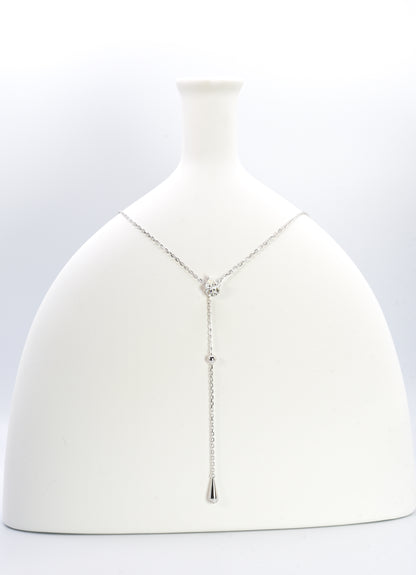 Dew Drop Asteroid Y-Chain Necklace, White Gold - Lunelle Atelier