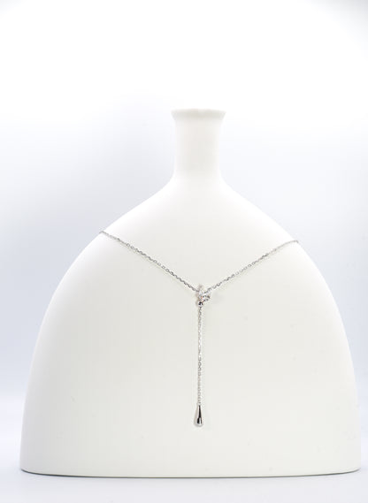 Dew Drop Asteroid Y-Chain Necklace, White Gold - Lunelle Atelier