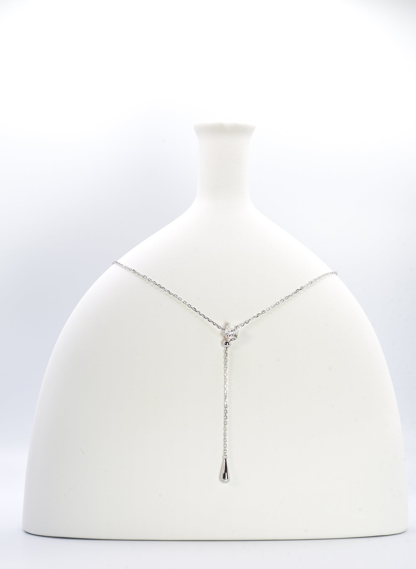 Dew Drop Asteroid Y-Chain Necklace, White Gold - Lunelle Atelier