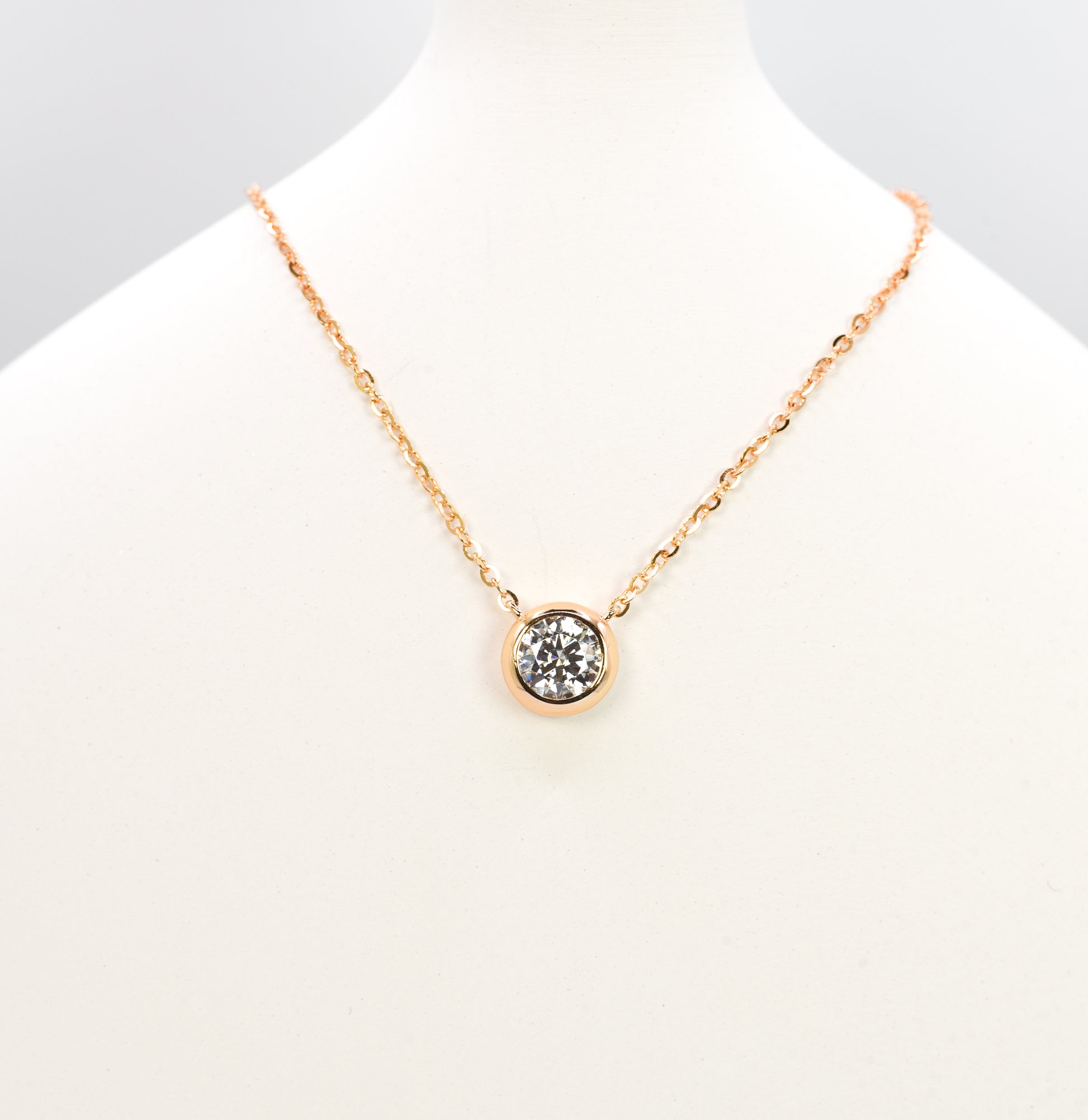 Single Bubble Moissanite Necklace 1 Carat, Champagne Gold - Lunelle Atelier
