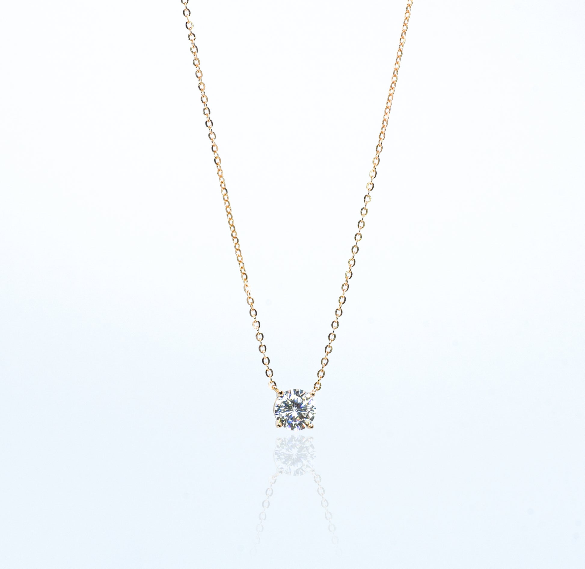 Classic Four Claw Moissanite Necklace, Champagne Gold - Lunelle Atelier