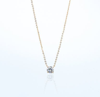 Classic Four Claw Moissanite Necklace, Champagne Gold - Lunelle Atelier