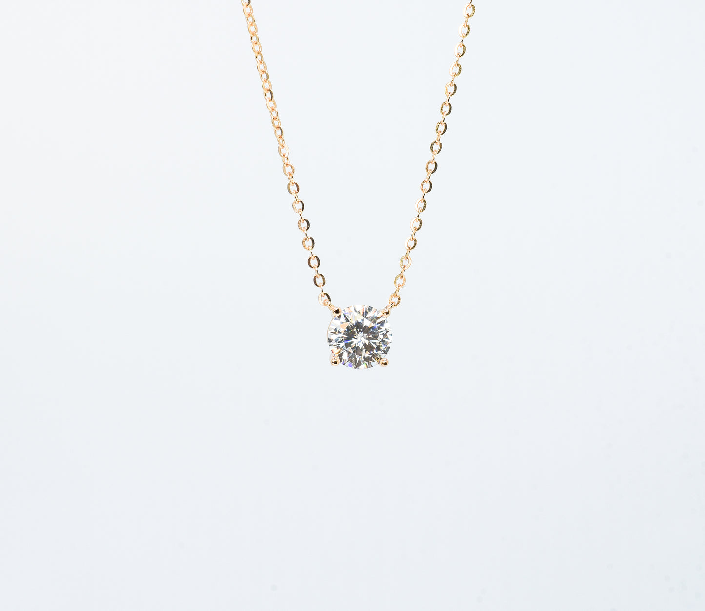 Classic Four Claw Moissanite Necklace, Champagne Gold - Lunelle Atelier