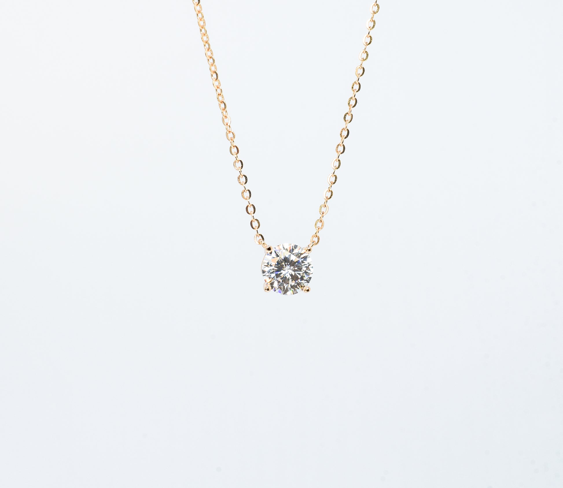 Classic Four Claw Moissanite Necklace, Champagne Gold - Lunelle Atelier