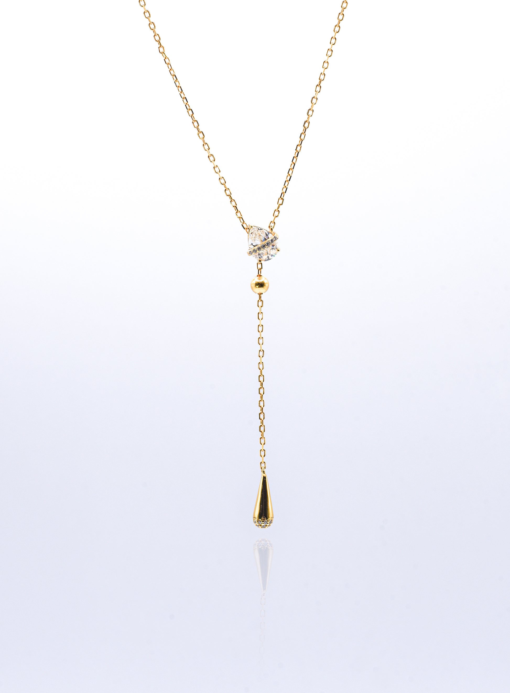 Dew Drop Asteroid Y-Chain Necklace, Yellow Gold - Lunelle Atelier