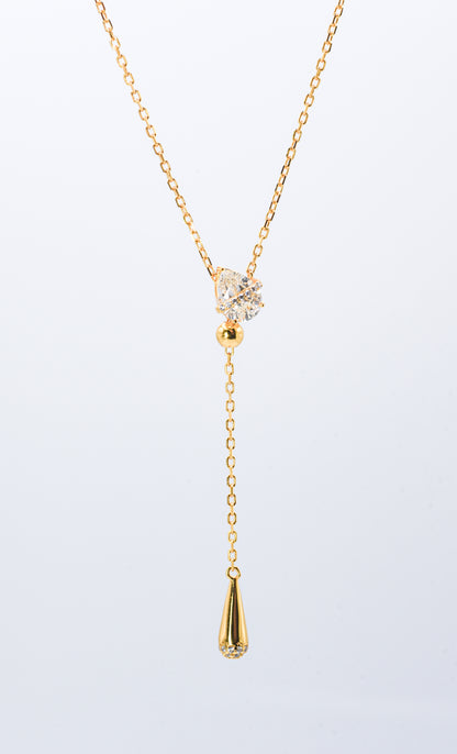 Dew Drop Asteroid Y-Chain Necklace, Yellow Gold - Lunelle Atelier
