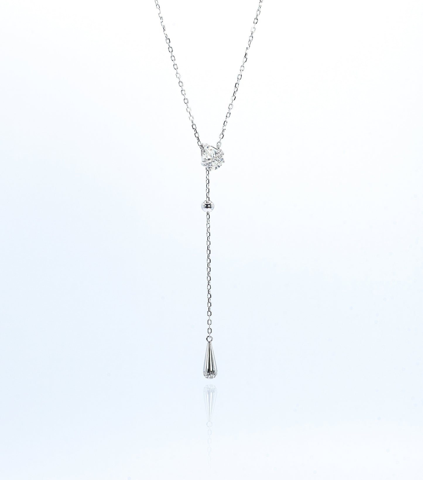 Dew Drop Asteroid Y-Chain Necklace, White Gold - Lunelle Atelier