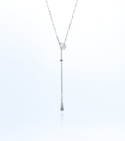 Dew Drop Asteroid Y-Chain Necklace, White Gold - Lunelle Atelier