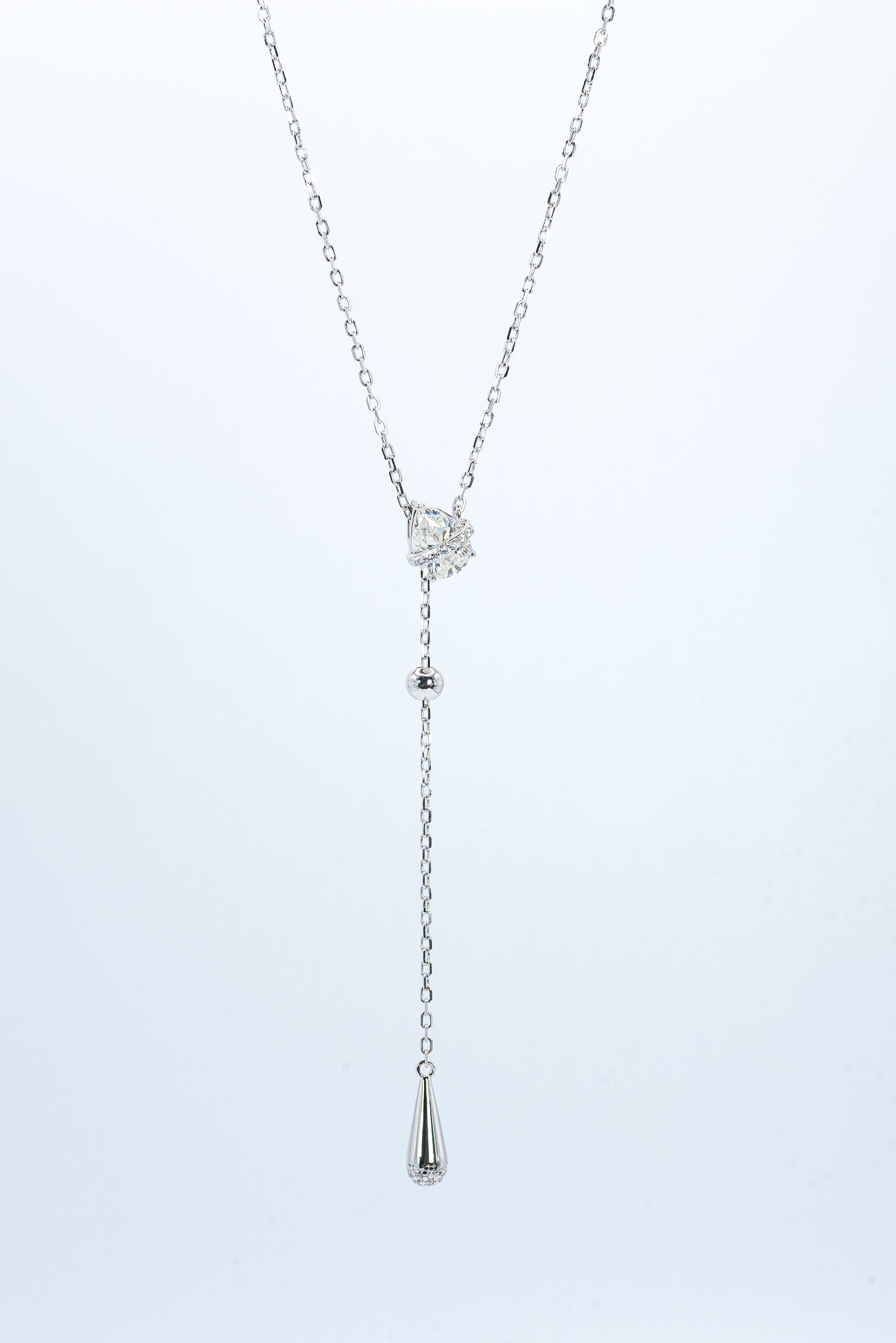 Dew Drop Asteroid Y-Chain Necklace, White Gold - Lunelle Atelier