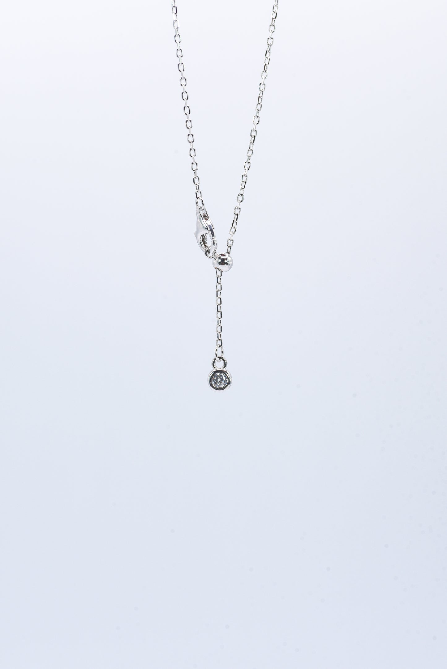 Dew Drop Asteroid Y-Chain Necklace, White Gold - Lunelle Atelier