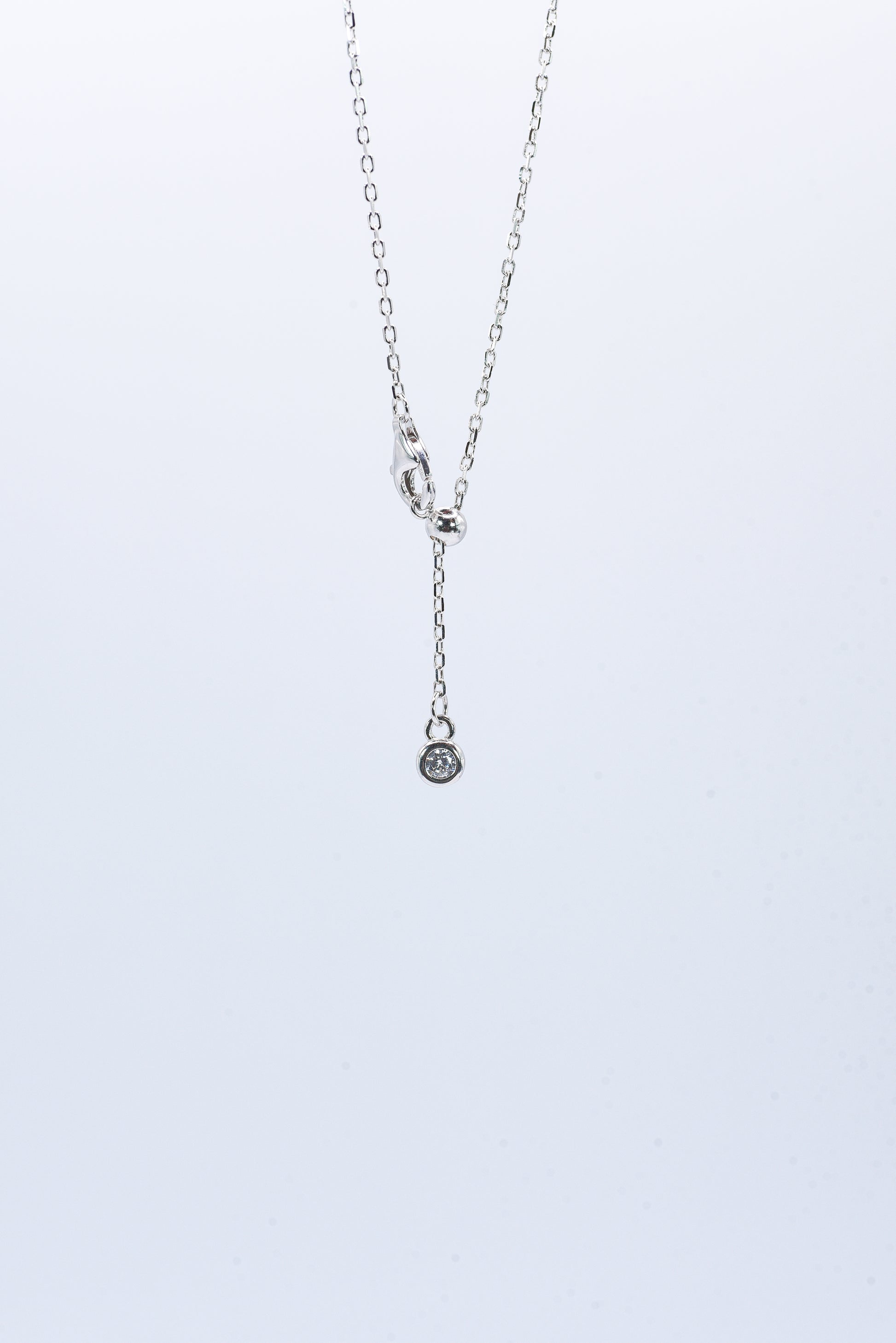 Dew Drop Asteroid Y-Chain Necklace, White Gold - Lunelle Atelier