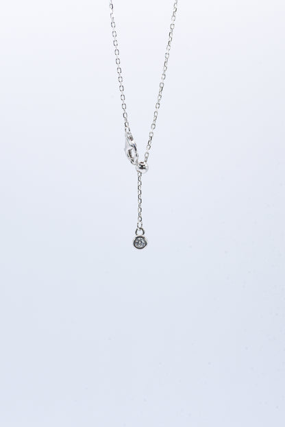 Dew Drop Asteroid Y-Chain Necklace, White Gold - Lunelle Atelier