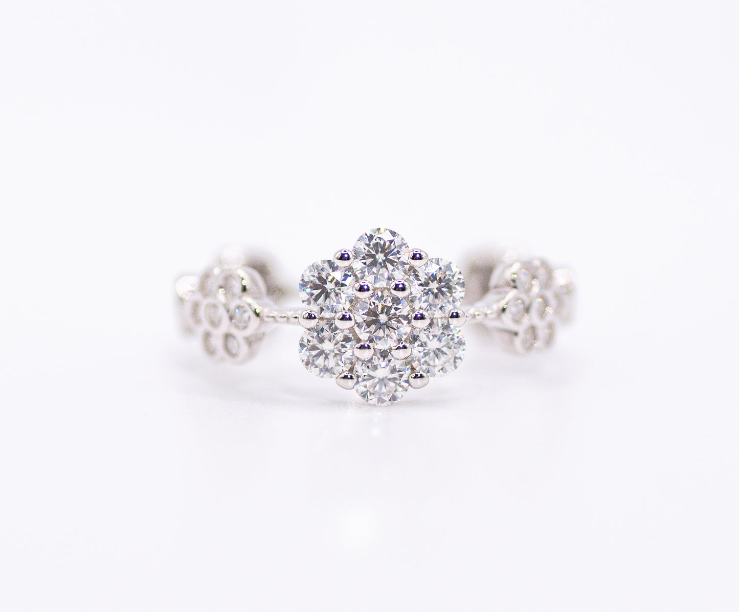 Silver necklace with a sparkling diamond pendant on a white background